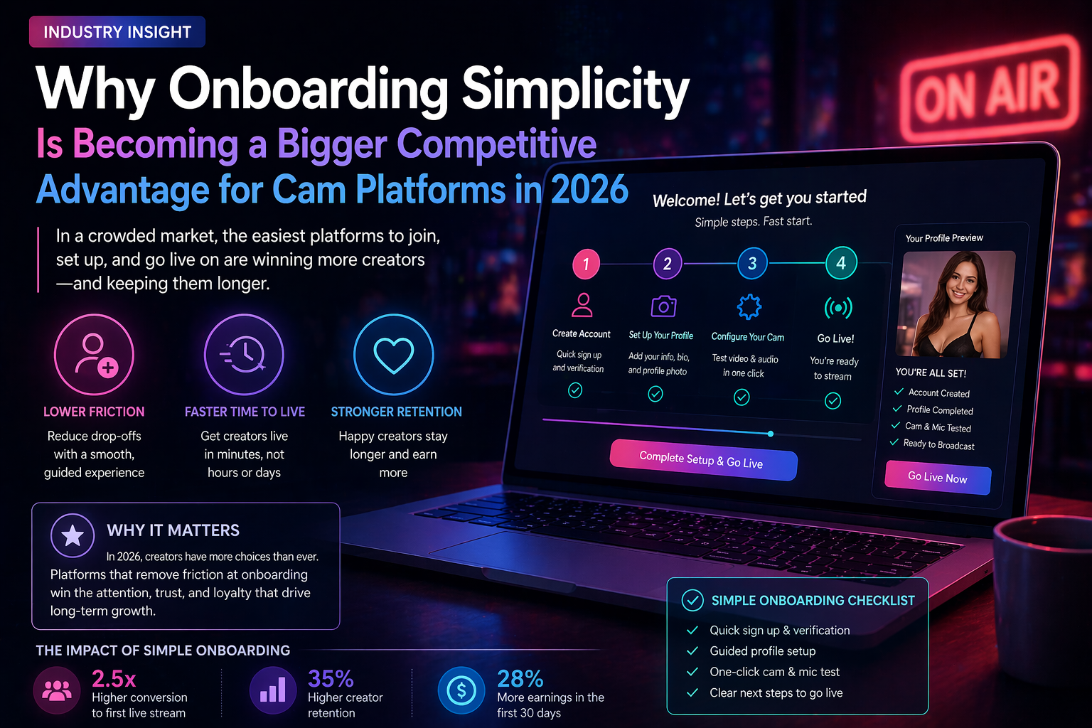Why Onboarding Simplicity Is Becoming a Bigger Competitive Advantage for Cam Platforms in 2026