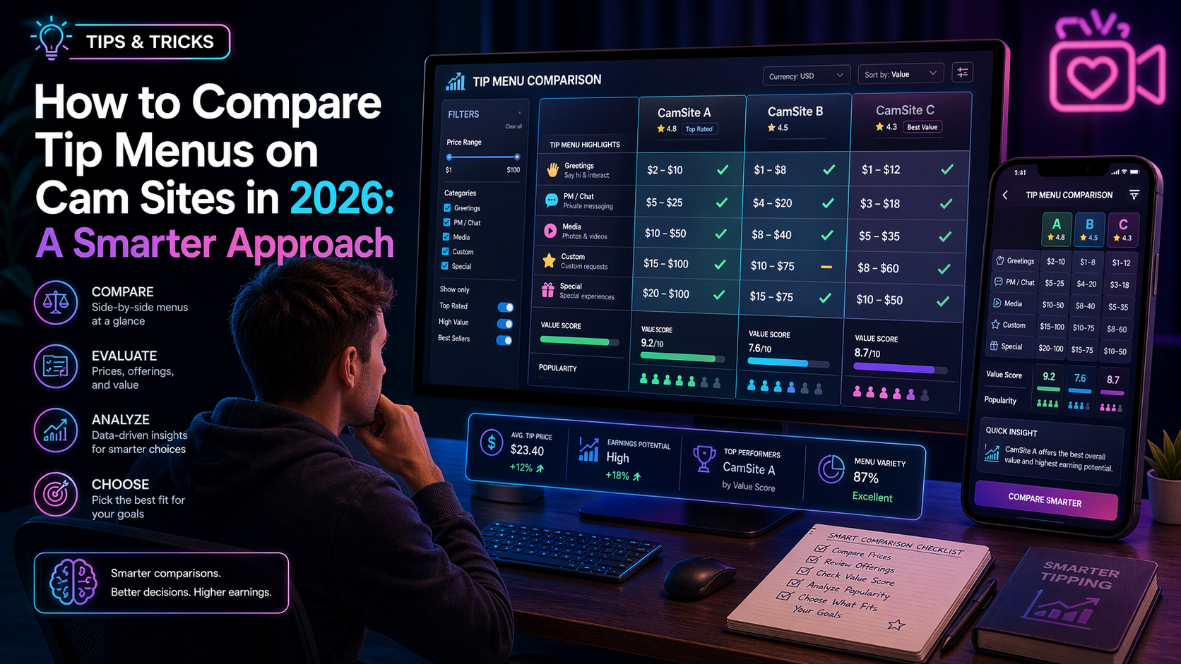 How to Compare Tip Menus on Cam Sites in 2026: A Smarter Approach